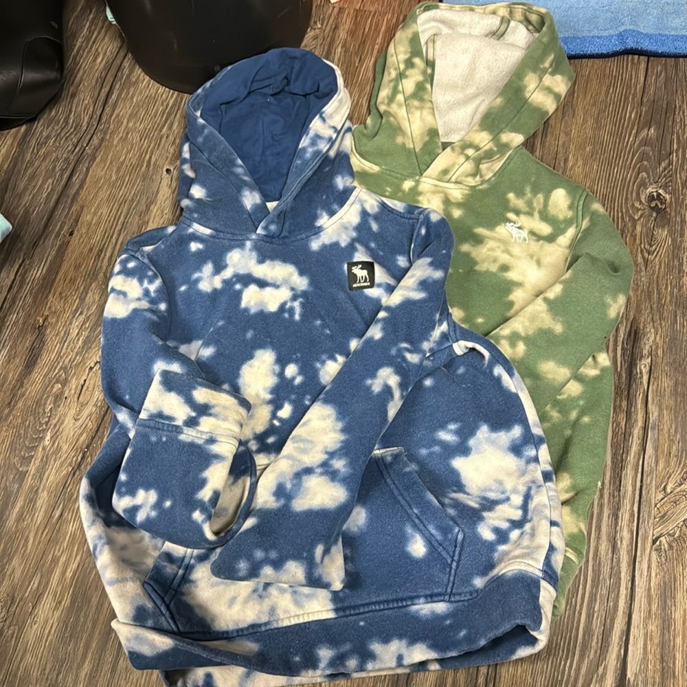 abercrombie kids Blue and Green Tie-Dye Hoodies